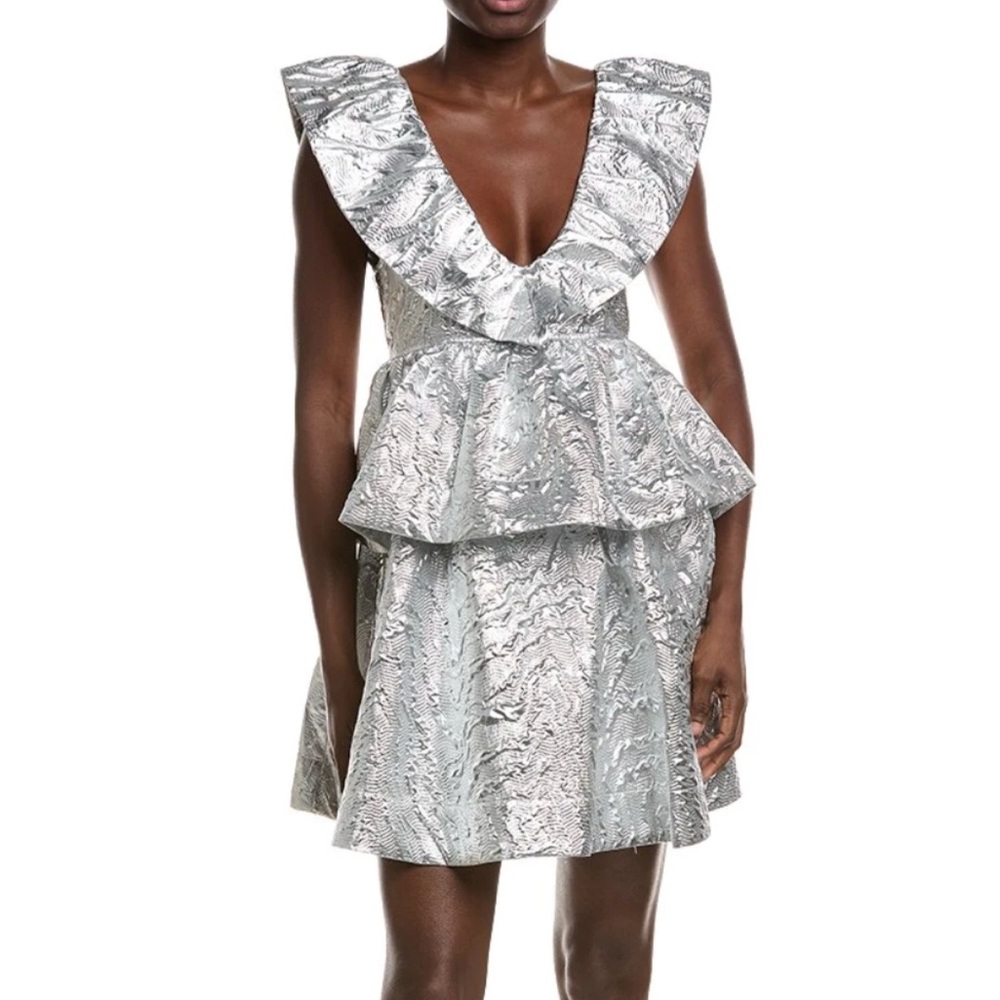 Ganni Metallic Jacquard Layer Dress